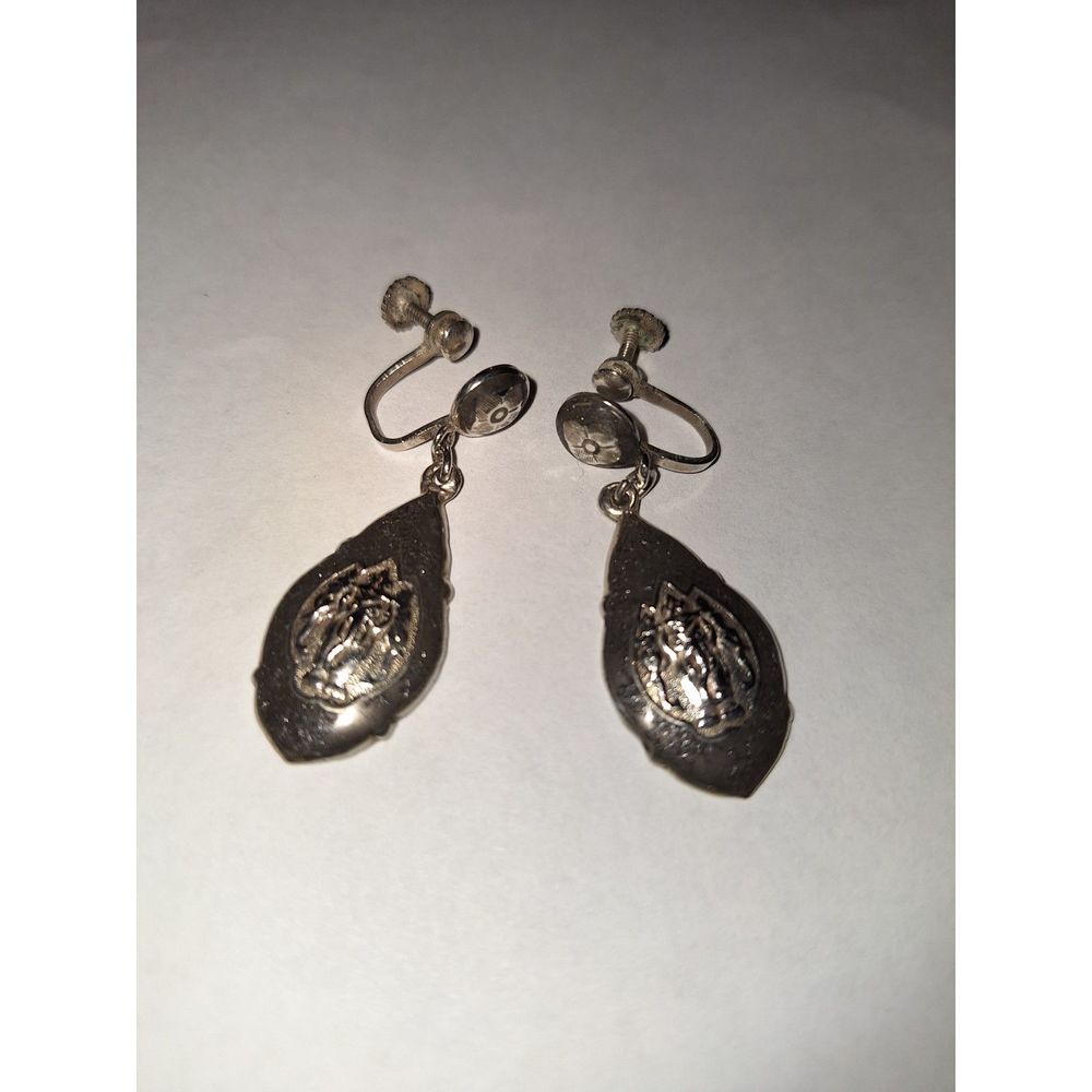 Vintage Screw Back Earrings Elephant Siam Sterling 925 - Picture 3 of 8